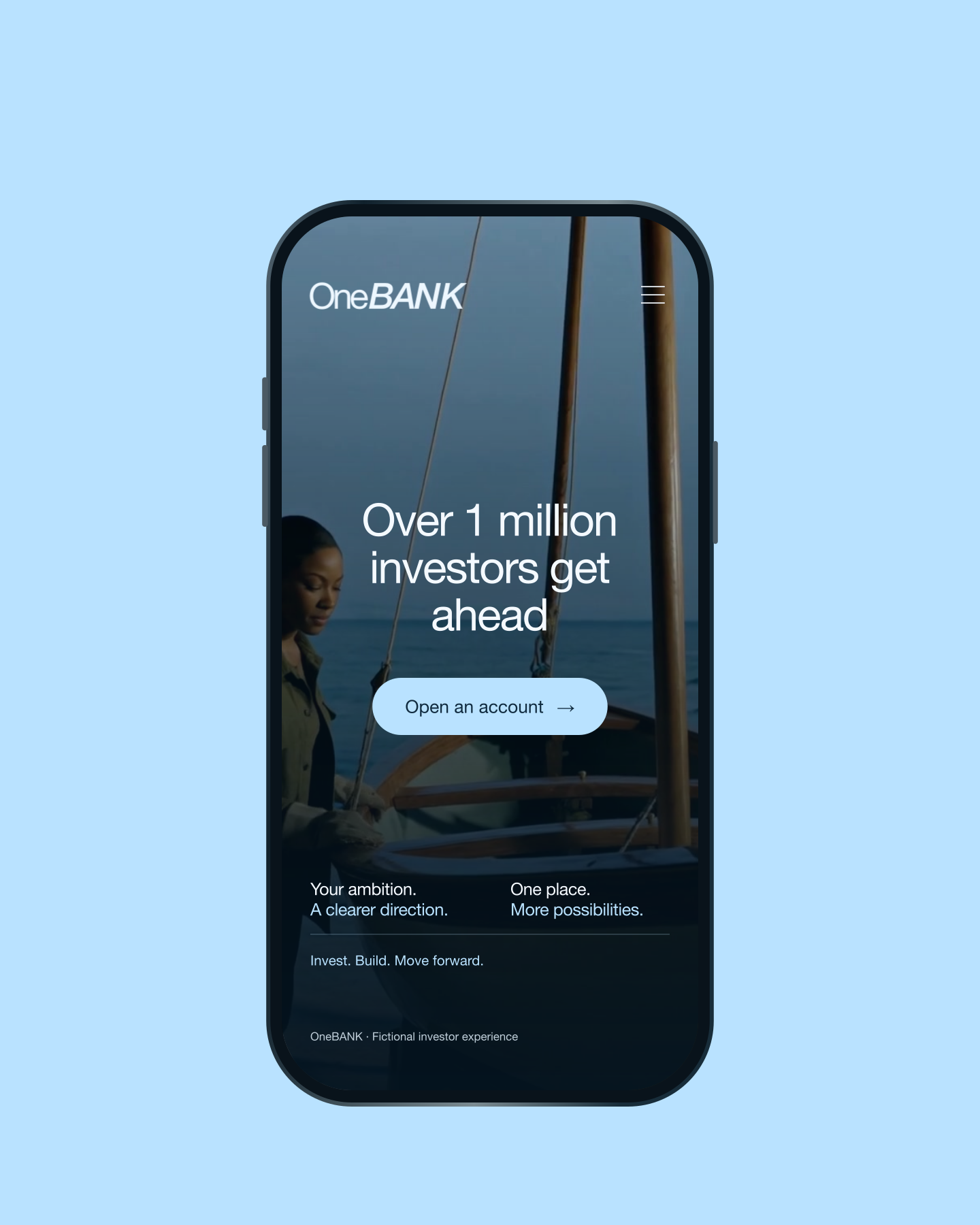 OneBANK mobile website concept: Over 1 million investors get ahead
