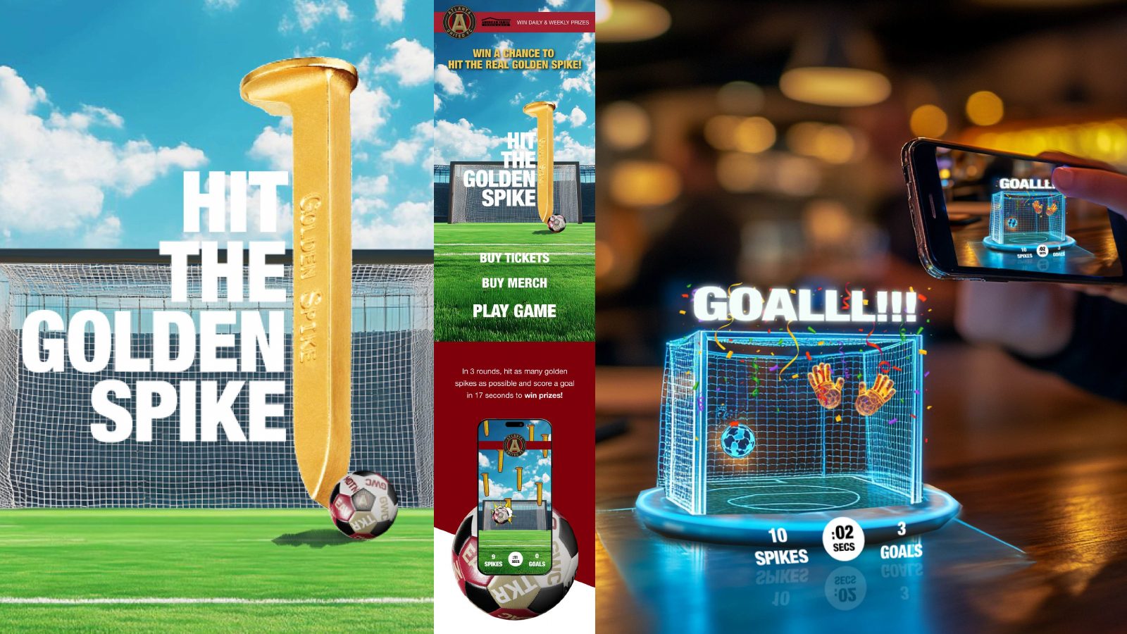 Atlanta United Golden Spike AR game screens